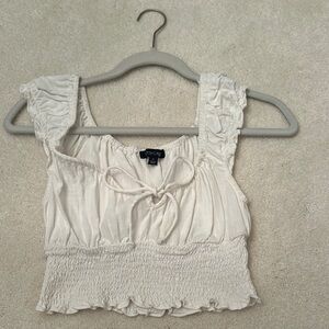 White Smocked Crop Top
